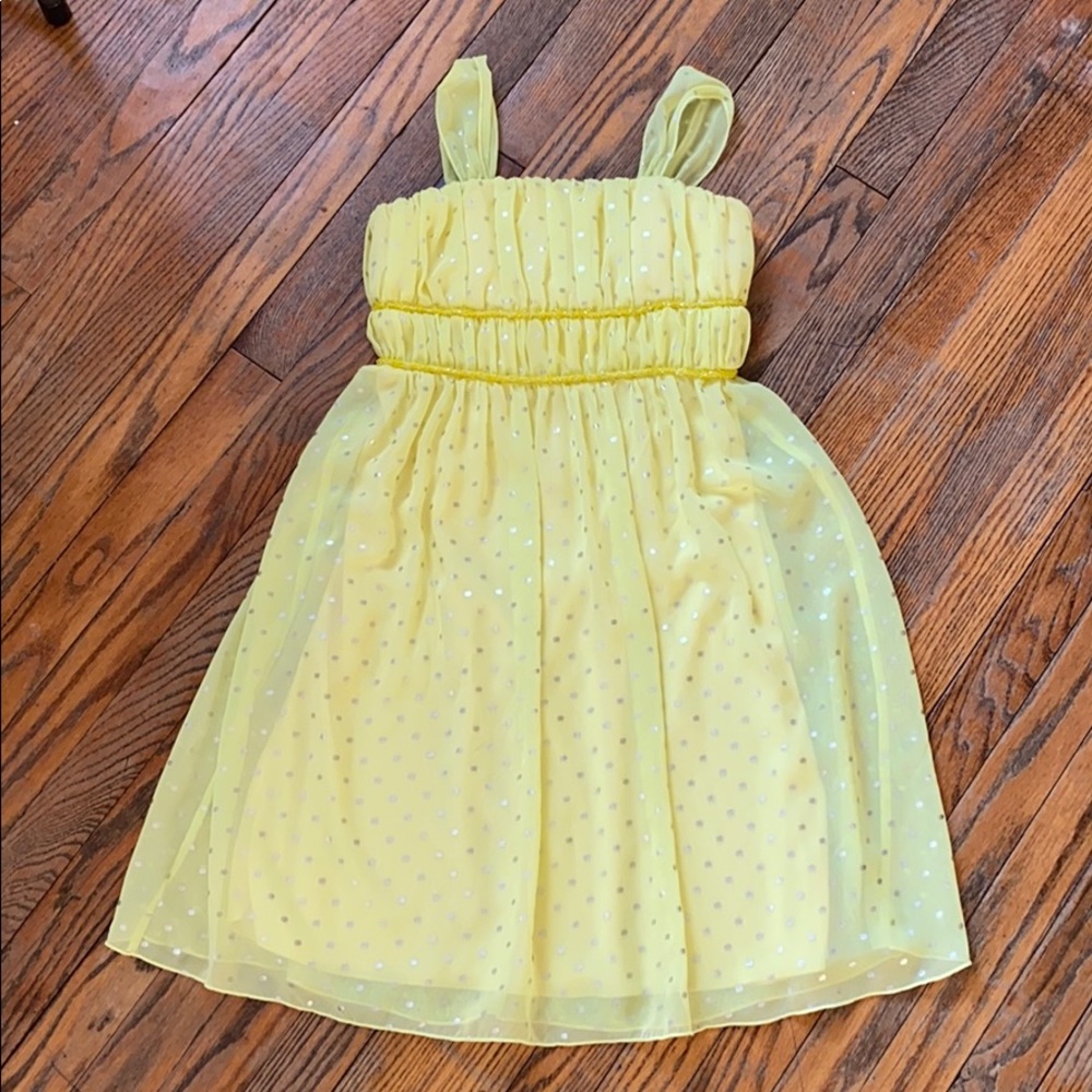 Girls 14 Speechless Dress Yellow Silver Dots Lined
